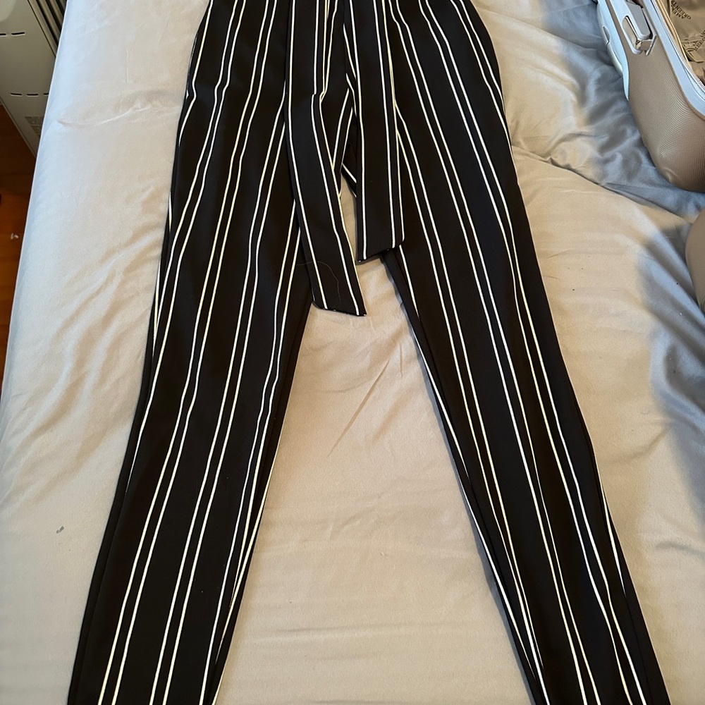 Black and White Striped Pants